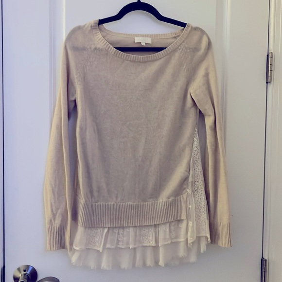 Maille Clu S cream, long sleeved sweater blouse. - Picture 1 of 5